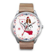Load image into Gallery viewer, Basset Hound California Christmas Special Silver Wrist Watch-Free Shipping