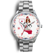 Load image into Gallery viewer, Basset Hound California Christmas Special Silver Wrist Watch-Free Shipping