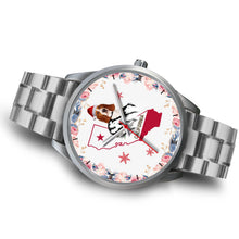 Load image into Gallery viewer, Basset Hound California Christmas Special Silver Wrist Watch-Free Shipping
