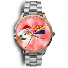 Load image into Gallery viewer, Akita Dog On Christmas Arizona Golden Wrist Watch-Free Shipping