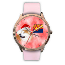 Load image into Gallery viewer, Akita Dog On Christmas Arizona Golden Wrist Watch-Free Shipping