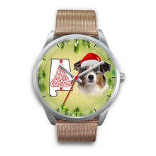Load image into Gallery viewer, Australian Shepherd On Christmas Alabama Silver Wrist Watch-Free Shipping