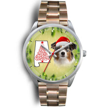 Load image into Gallery viewer, Australian Shepherd On Christmas Alabama Silver Wrist Watch-Free Shipping