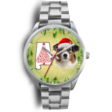 Load image into Gallery viewer, Australian Shepherd On Christmas Alabama Silver Wrist Watch-Free Shipping