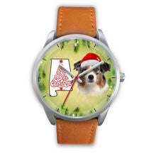 Load image into Gallery viewer, Australian Shepherd On Christmas Alabama Silver Wrist Watch-Free Shipping