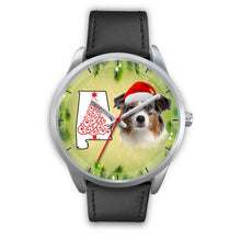 Load image into Gallery viewer, Australian Shepherd On Christmas Alabama Silver Wrist Watch-Free Shipping