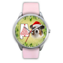 Load image into Gallery viewer, Australian Shepherd On Christmas Alabama Silver Wrist Watch-Free Shipping