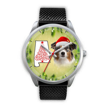Load image into Gallery viewer, Australian Shepherd On Christmas Alabama Silver Wrist Watch-Free Shipping