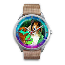 Load image into Gallery viewer, Amazing Rough Collie Dog Art Michigan Christmas Special Wrist Watch-Free Shipping