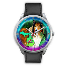 Load image into Gallery viewer, Amazing Rough Collie Dog Art Michigan Christmas Special Wrist Watch-Free Shipping
