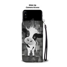 Load image into Gallery viewer, Black &amp; White Cow Print Wallet Case-Free Shipping