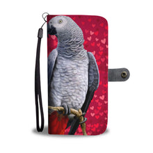 Load image into Gallery viewer, African Grey Parrot On Red Print Wallet Case-Free Shipping