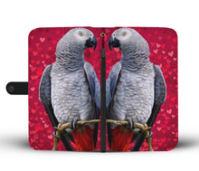 Load image into Gallery viewer, African Grey Parrot On Red Print Wallet Case-Free Shipping