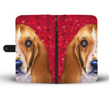 Load image into Gallery viewer, Basset Hound Dog On Red Hearts Print Wallet Case-Free Shipping