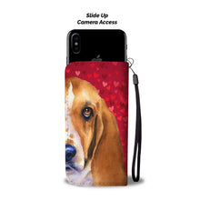Load image into Gallery viewer, Basset Hound Dog On Red Hearts Print Wallet Case-Free Shipping