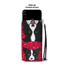 Load image into Gallery viewer, Border Collie Dog On Red Print Wallet Case-Free Shipping