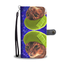 Load image into Gallery viewer, Abyssinian Cat On Hearts Print Wallet Case-Free Shipping