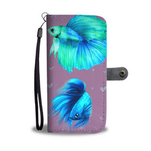 Load image into Gallery viewer, Betta Fish (Siamese Fighting Fish) On Hearts Print Wallet Case-Free Shipping
