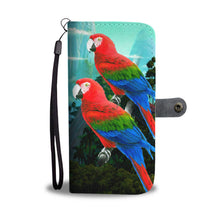 Load image into Gallery viewer, Amazing Red and Green Macaw Parrot Print Wallet Case-Free Shipping
