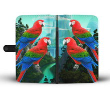 Load image into Gallery viewer, Amazing Red and Green Macaw Parrot Print Wallet Case-Free Shipping