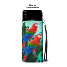 Load image into Gallery viewer, Amazing Red and Green Macaw Parrot Print Wallet Case-Free Shipping