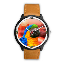 Load image into Gallery viewer, Blue &amp; Yellow Macaw Parrot Art Print Wrist watch - Free Shipping
