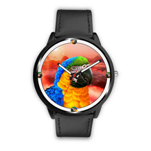 Load image into Gallery viewer, Blue &amp; Yellow Macaw Parrot Art Print Wrist watch - Free Shipping