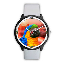 Load image into Gallery viewer, Blue &amp; Yellow Macaw Parrot Art Print Wrist watch - Free Shipping