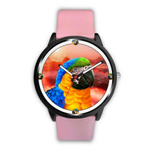 Load image into Gallery viewer, Blue &amp; Yellow Macaw Parrot Art Print Wrist watch - Free Shipping
