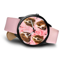 Load image into Gallery viewer, Basset Hound On Pink Print  Wrist Watch - Free Shipping