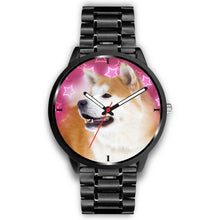 Load image into Gallery viewer, Akita Inu Dog On Pink Print Wrist Watch - Free Shipping