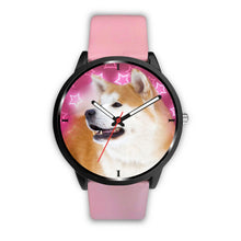 Load image into Gallery viewer, Akita Inu Dog On Pink Print Wrist Watch - Free Shipping