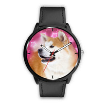 Load image into Gallery viewer, Akita Inu Dog On Pink Print Wrist Watch - Free Shipping