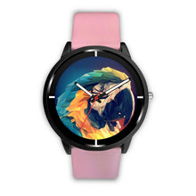 Load image into Gallery viewer, Blue and Yellow Macaw Parrot Vector Art Print Wrist Watch - Free Shipping