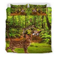 Load image into Gallery viewer, Bengal Cat In Jungle Print Bedding Set- Free Shipping