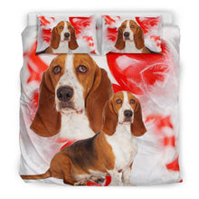 Load image into Gallery viewer, Basset Hound On Red Print Bedding Set- Free Shipping