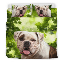 Load image into Gallery viewer, American Bulldog On Leaves Print Bedding Set- Free Shipping
