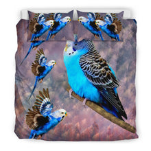 Load image into Gallery viewer, Blue Budgie (Budgerigar) Bird Print Bedding Set-Free Shipping