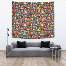Load image into Gallery viewer, Airedale Terrier Dog Floral Print Tapestry-Free Shipping