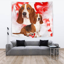 Load image into Gallery viewer, Basset Hound On Red Print Tapestry-Free Shipping
