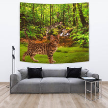 Load image into Gallery viewer, Bengal Cat In Jungle Print Tapestry-Free Shipping