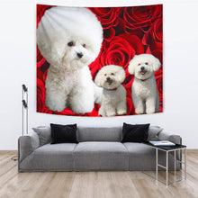 Load image into Gallery viewer, Bichon Frise On Rose Print Tapestry-Free Shipping