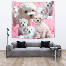 Load image into Gallery viewer, Bichon Frise On Pink Print Tapestry-Free Shipping