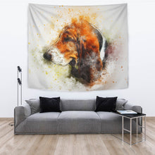 Load image into Gallery viewer, Basset Hound Dog Watercolor Art Print Tapestry-Free Shipping