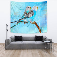 Load image into Gallery viewer, Blue Budgie Parrot Art Print Tapestry-Free Shipping
