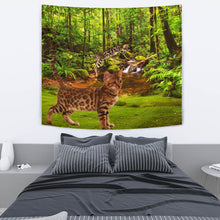 Load image into Gallery viewer, Bengal Cat In Jungle Print Tapestry-Free Shipping