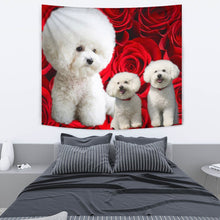 Load image into Gallery viewer, Bichon Frise On Rose Print Tapestry-Free Shipping