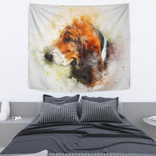 Load image into Gallery viewer, Basset Hound Dog Watercolor Art Print Tapestry-Free Shipping