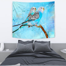 Load image into Gallery viewer, Blue Budgie Parrot Art Print Tapestry-Free Shipping