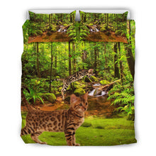 Load image into Gallery viewer, Bengal Cat In Jungle Print Bedding Set- Free Shipping